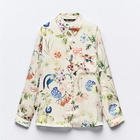 Zara Tops - Zara Satin Floral Blouse